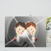 Niedlichen zwei Gays Hochzeitsfeiern Einladung (Stehend Vorderseite)