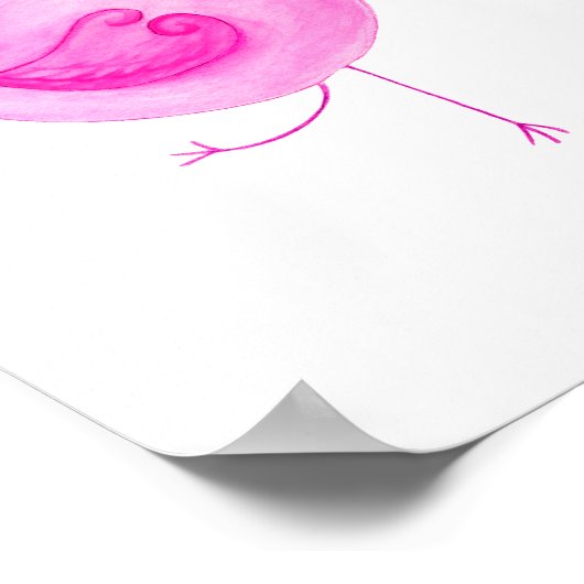 Niedlichen zwei Vögel küssen Pink Name Plakatdruck Poster (Ecke)