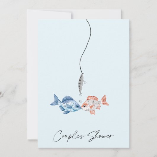 Niedlichen zwei weniger Fische in Sea Bridal Paare Einladung (Rückseite)