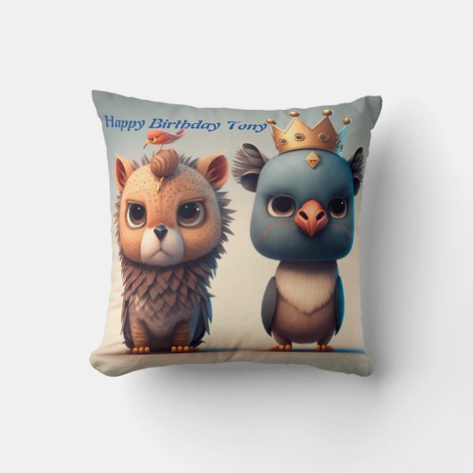 Niedlichen zwei wilde Tierfreunde werfen Kissen (Vorderseite)