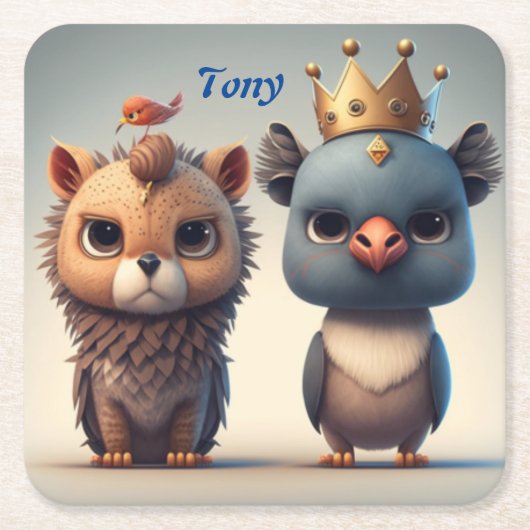 Niedlichen zwei Wildtierfreunde Rechteckiger Pappuntersetzer (Vorderseite)