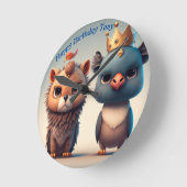 Niedlichen zwei Wildtierfreunde Runde Wanduhr (Winkel)