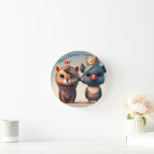 Niedlichen zwei Wildtierfreunde Runde Wanduhr (Zuhause)