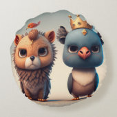 Niedlichen zwei Wildtierfreunde Rundes Kissen (Rückseite)