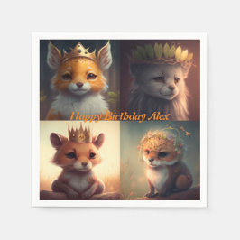 Niedlichen zwei Wildtierfreunde Serviette