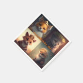 Niedlichen zwei Wildtierfreunde Serviette (Ecke)