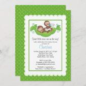 Niedlichen Zwillingsaffen Pea Pod Baby Einladungen (Vorne/Hinten)