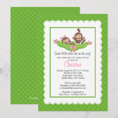 Niedlichen Zwillingsaffen Pea Pod Baby Einladungen (Vorne/Hinten)