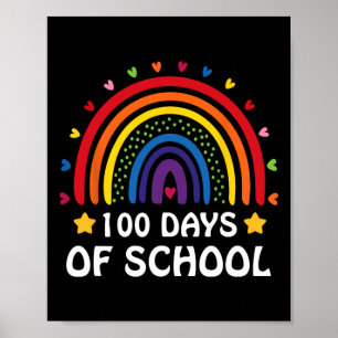 Niedlicher 100. Schultag 100 Tage Leopard Regenbog Poster