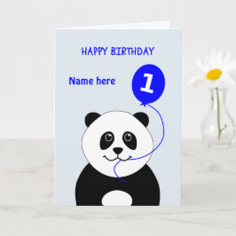 Niedlicher 1. Geburtstag Panda hinzufügen Namen bl Karte