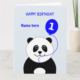 Niedlicher 1. Geburtstag Panda hinzufügen Namen bl Karte