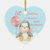Niedlicher 1. Weihnachtspenguin Große Großeltern R Keramik Ornament (Vorne)