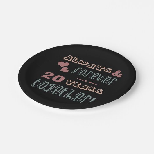 Niedlicher 20. Hochzeitstag Pappteller (Schrägansicht)