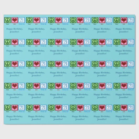 Niedlicher 21. Geburtstag Geschenkpapier (Flach)