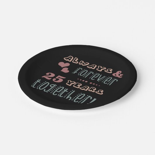 Niedlicher 25. Hochzeitstag Pappteller (Schrägansicht)