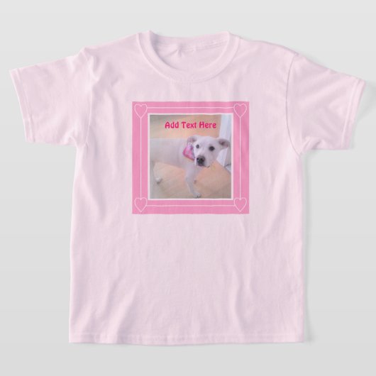 Niedlicher 2 Foto rosa Rahmen Sweet White Puppy Do T-Shirt (Ablage )