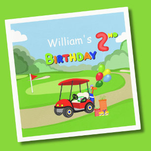 Niedlicher 2. Geburtstag Red Golf Cart Boy's Serviette