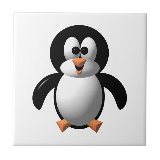 Niedlicher 3-D-Look Perky Pinguin Fliese (Vorderseite)