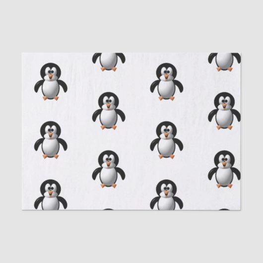 Niedlicher 3-D-Look Perky Pinguin Seidenpapier (Vorderseite)