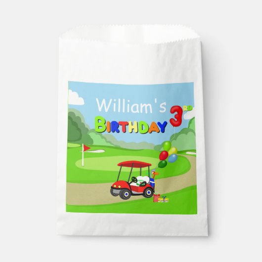 Niedlicher 3. Geburtstag Red Golf Cart Boy's Geschenktütchen (Vorderseite)
