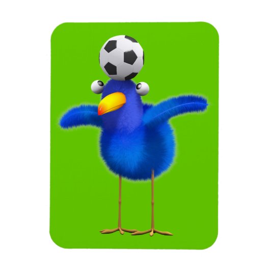 Niedlicher 3d Bird spielt Fußball (editierbar) Magnet (Vertikal)
