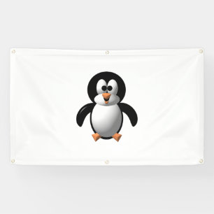 Niedlicher 3D-Blick munterer Pinguin Banner