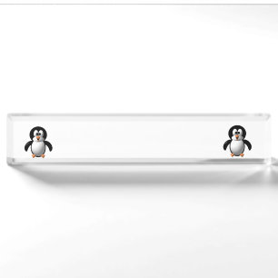 Niedlicher 3D-Blick Munterer Pinguin Namensplakette