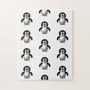 Niedlicher 3D-Blick munterer Pinguin Puzzle