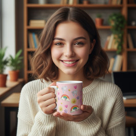 Niedlicher 3D-Name Regenbogen Wolken Sterne Tasse 