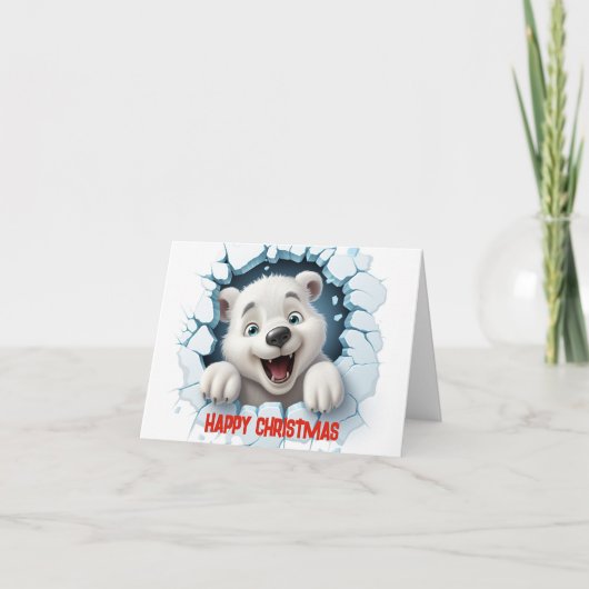 Niedlicher 3D-Polar-Bär Frohe Weihnachten (Vorderseite)
