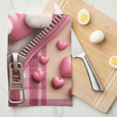 Niedlicher 3D-Shih-Tzu im rosa und weißen Hintergr Geschirrtuch (Viertel Falte)