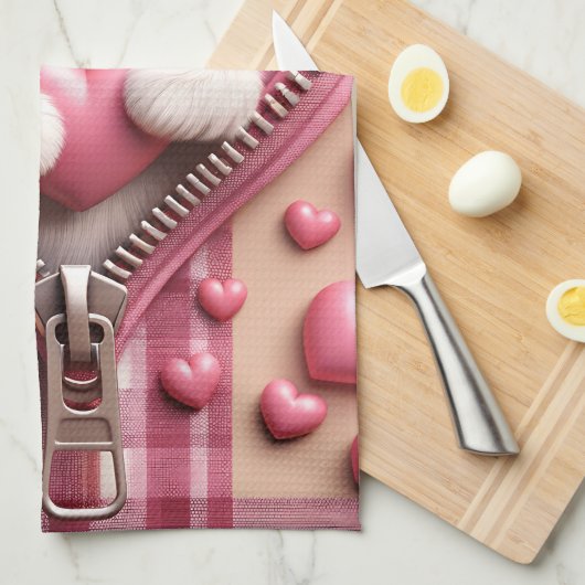 Niedlicher 3D-Shih-Tzu im rosa und weißen Hintergr Geschirrtuch (Viertel Falte)