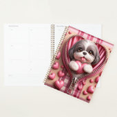 Niedlicher 3D-Shih-Tzu im rosa und weißen Hintergr Planer (Anzeige)