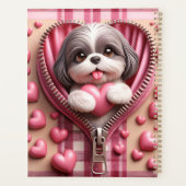 Niedlicher 3D-Shih-Tzu im rosa und weißen Hintergr Planer (Rückseite)