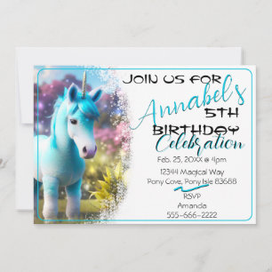 Niedlicher 3D-Spirit Einhorn Pony 23 Geburtstagsei Einladung