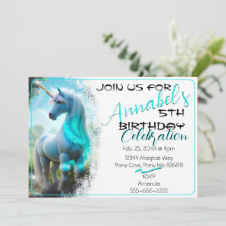 Niedlicher 3D-Spirit Einhorn Pony 29 Geburtstag Ei Einladung