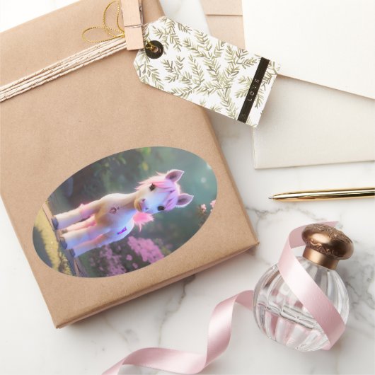 Niedlicher 3D-Spirit-Pony 10 Ovaler Aufkleber (Schenken)