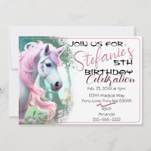 Niedlicher 3D-Spirit Pony 14 Geburtstagseinladung Einladung