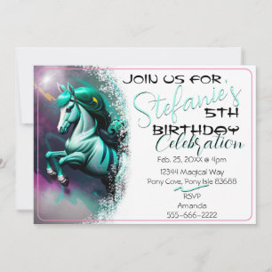Niedlicher 3D-Spirit Pony 24 Geburtstagseinladung Einladung