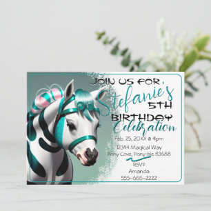 Niedlicher 3D-Spirit Pony 7 Geburtstag Einladung