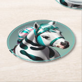 Niedlicher 3D-Spirit-Pony 7 Runder Pappuntersetzer (Angewinkelt)