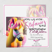 Niedlicher 3D-Spirit Pony 8 zum Geburtstag Einladung (Vorne/Hinten)