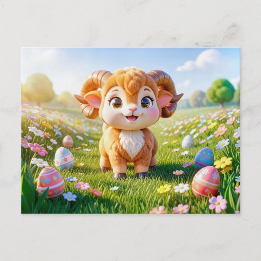 Niedlicher 3D-Widder-Zodiak-Widder Postkarte (Vorderseite)