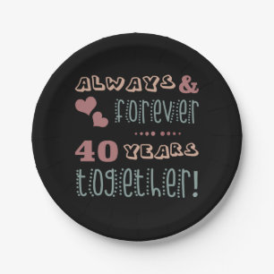 Niedlicher 40. Hochzeitstag Pappteller