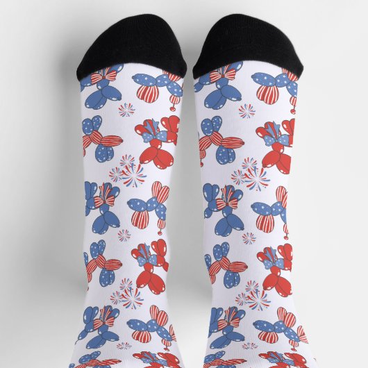 Niedlicher 4. Juli Ballon Hunde Socken (Oben)