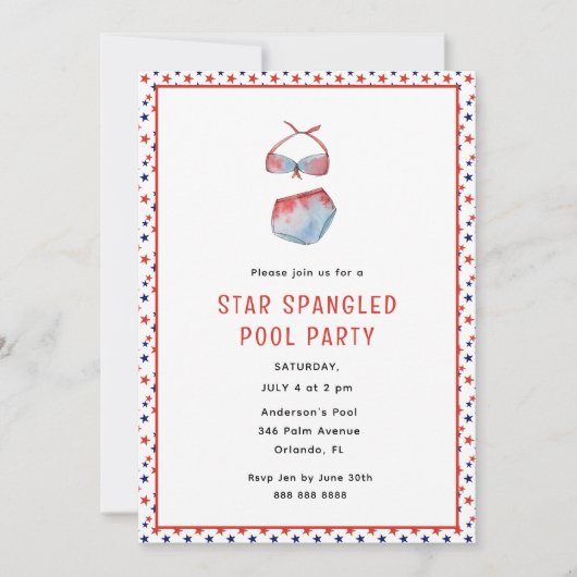 Niedlicher 4. Juli Party Ankündigung (Vorderseite)