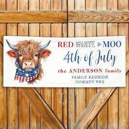 Niedlicher 4. Juli Red White Blue Patriotic Kuh Banner