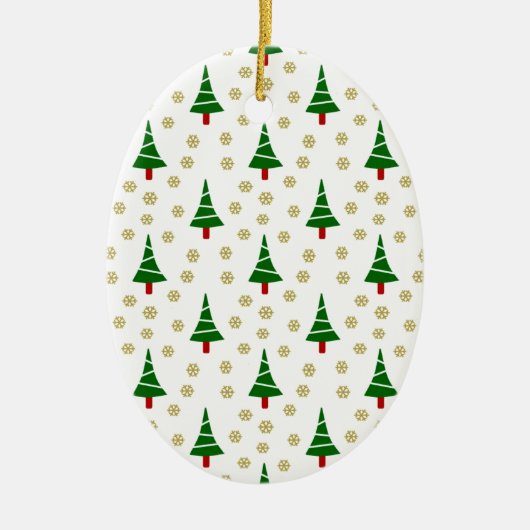 Niedlicher 579 Weihnachtsbaum und Schneeflocke Keramikornament (Vorne)