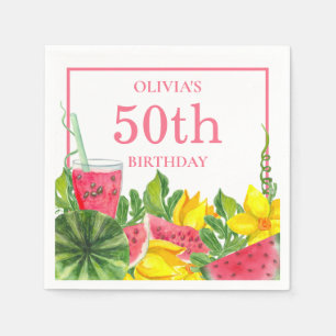 Niedlicher 5. Geburtstag Pink Watermelon Paper Nap Serviette