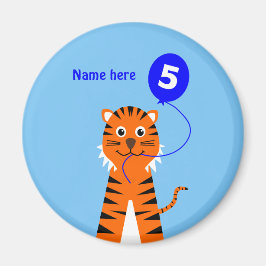 Niedlicher 5. Geburtstagstiger mit dem Namen blau Magnet